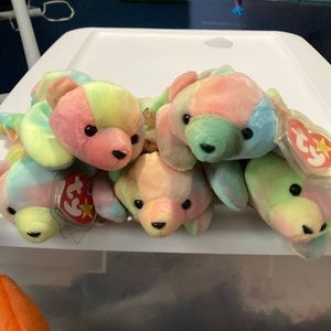 Ty Beanie Babies set of five tie dye bears Sammy